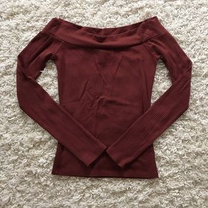 Aeropostale Burgundy Off-Shoulder Top